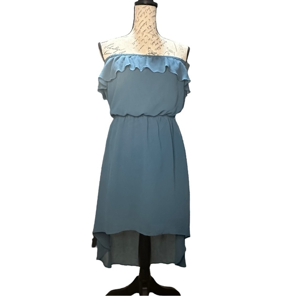Mine Blue / Teal Strapless Blouson Dress Size Large